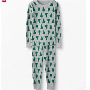 KIDS Hanna Andersson Long John Pajamas in Tannenbaum Christmas Tree Size 6-7